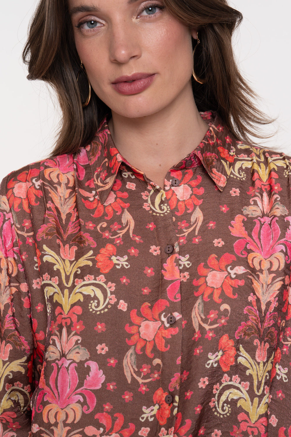 Geisha dames kleurrijke blouse met bloemenprint