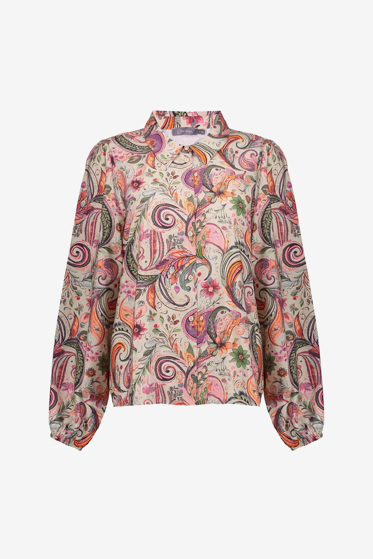 Geisha dames blouse met sierlijke bloemenprint