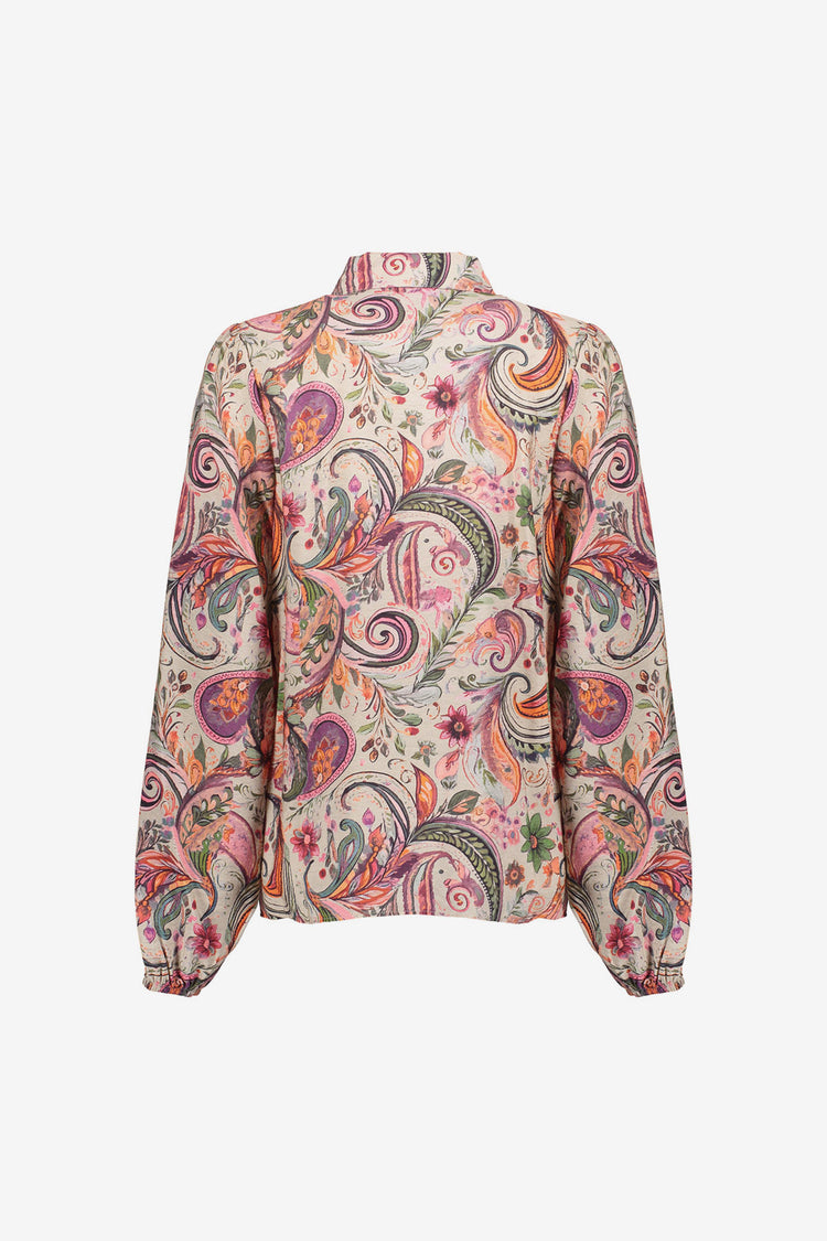 Geisha dames blouse met sierlijke bloemenprint