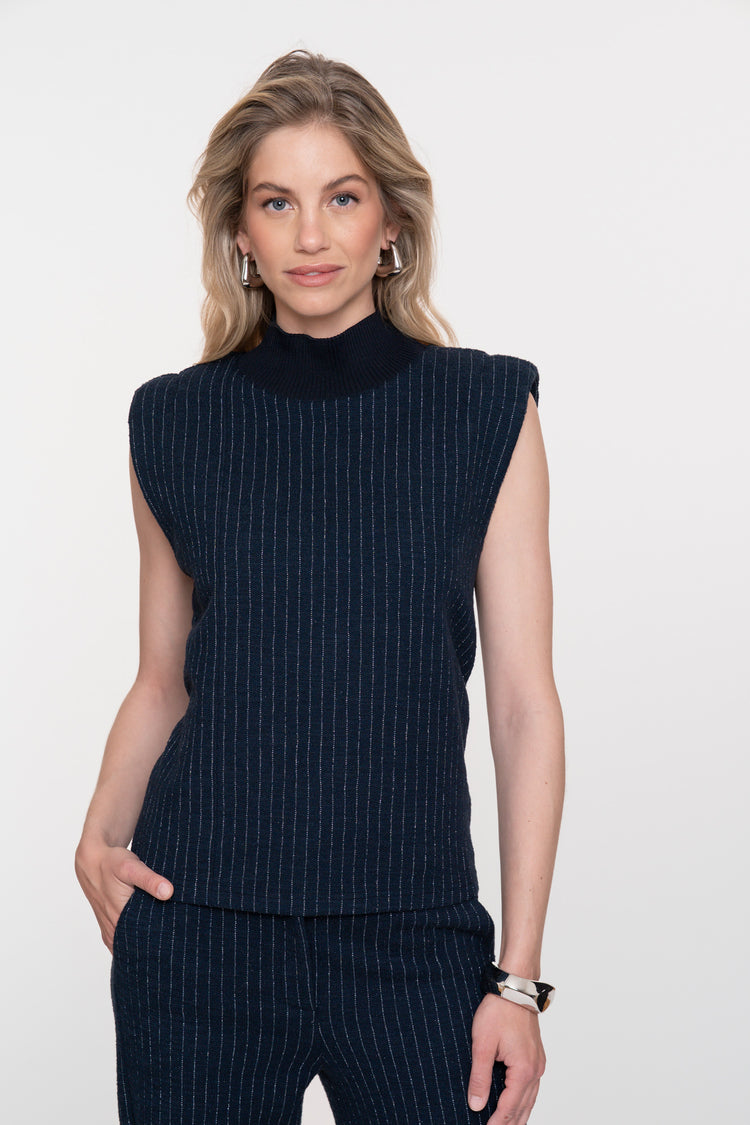 Geisha dames mouwloze pinstripe top