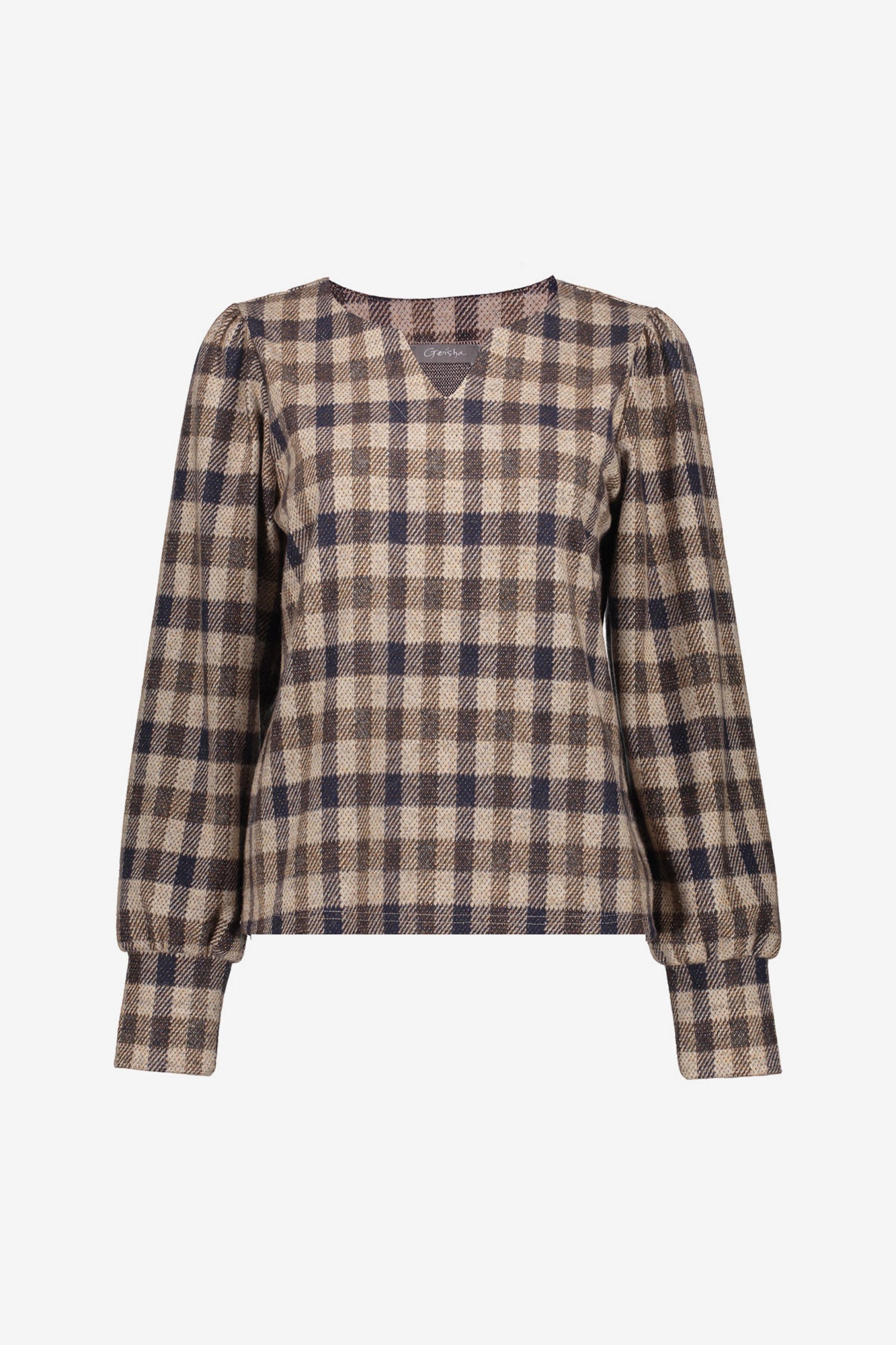Geisha dames checkered top met verfijnde V-snit