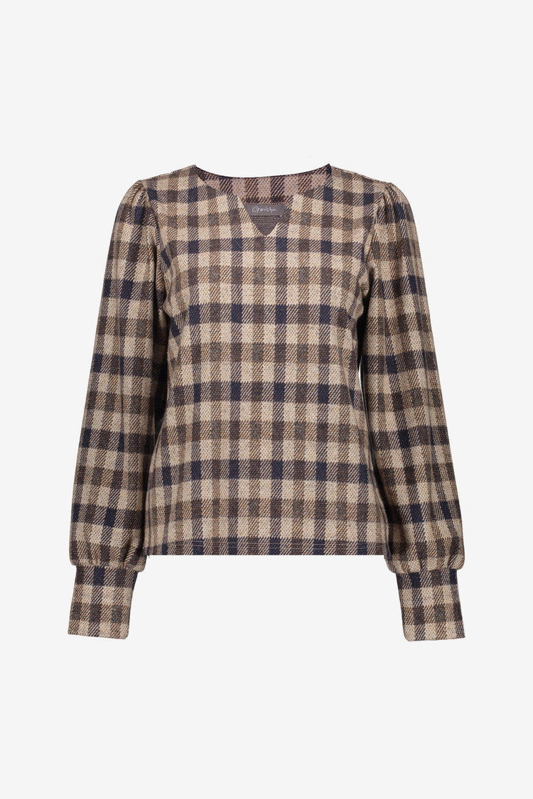 Geisha dames checkered top met verfijnde V-snit