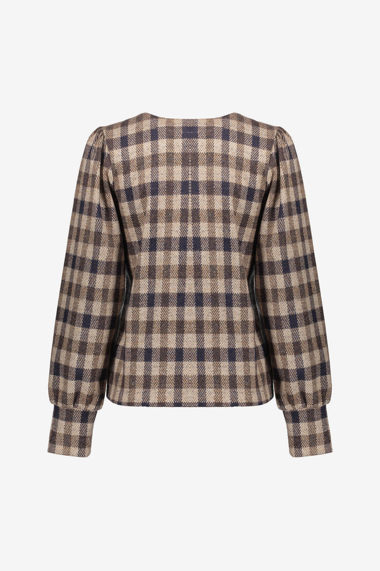 Geisha dames checkered top met verfijnde V-snit