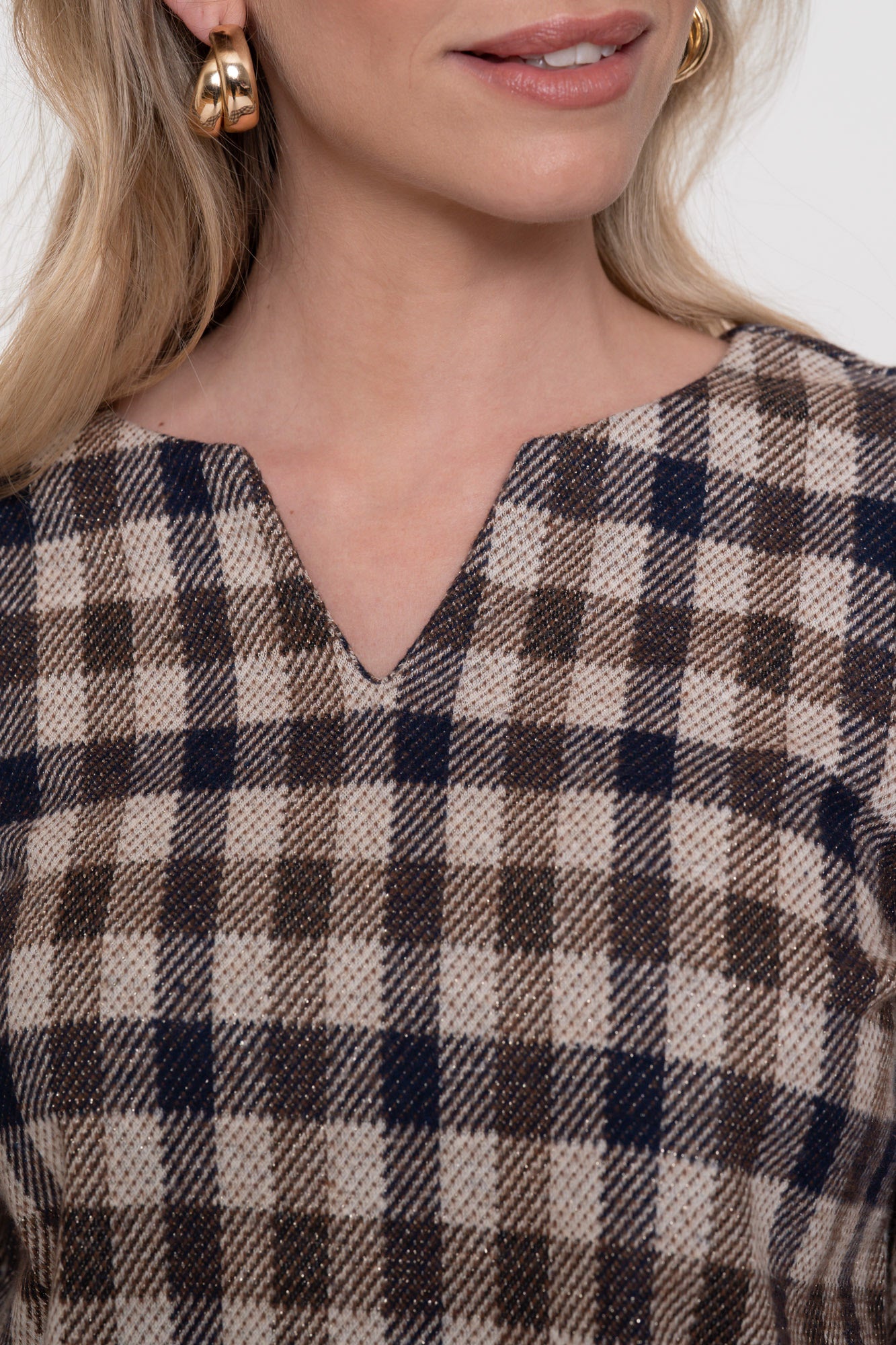 Geisha dames checkered top met verfijnde V-snit