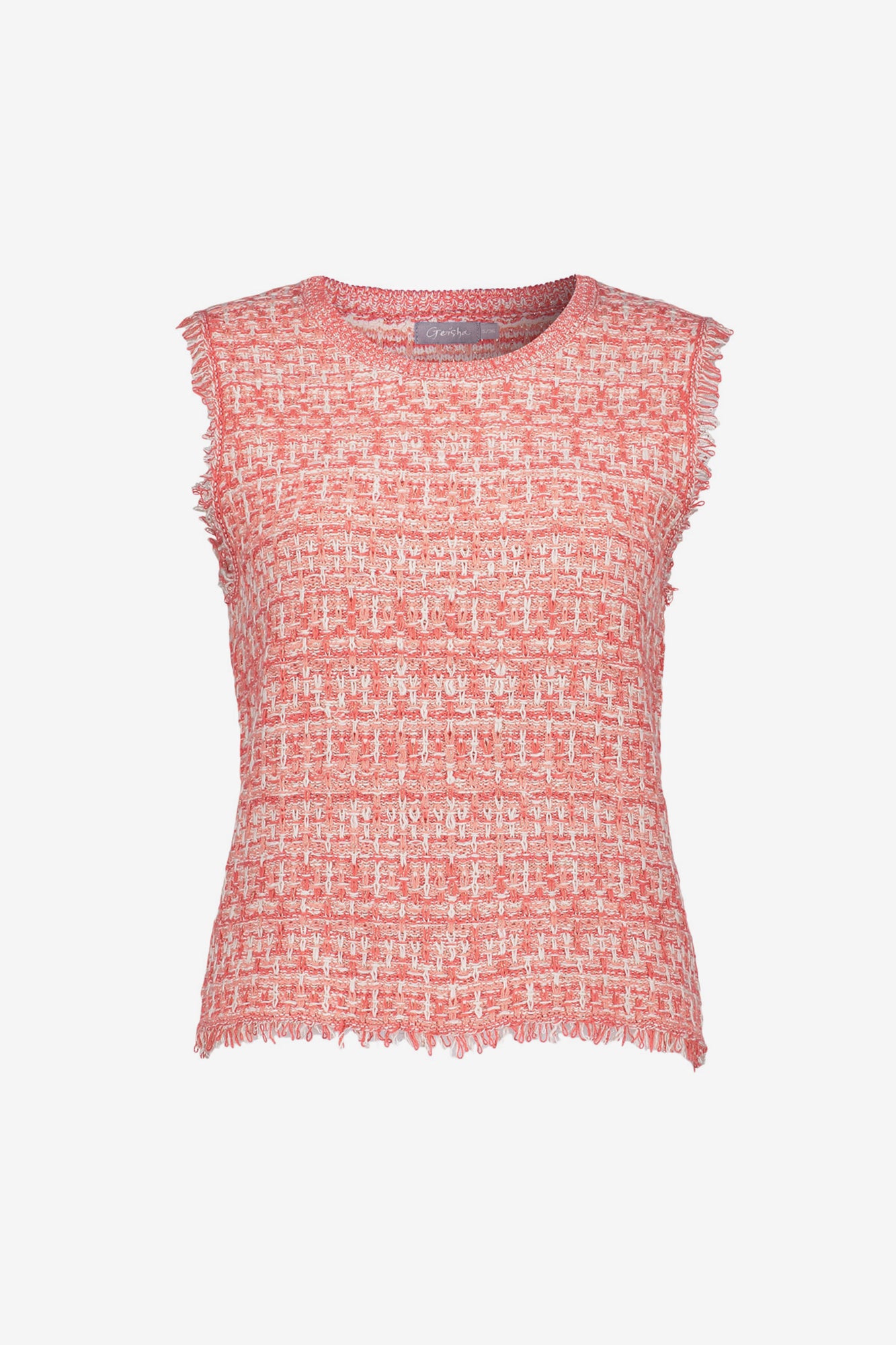 Geisha Fashion dames cropped mouwloze tweed top