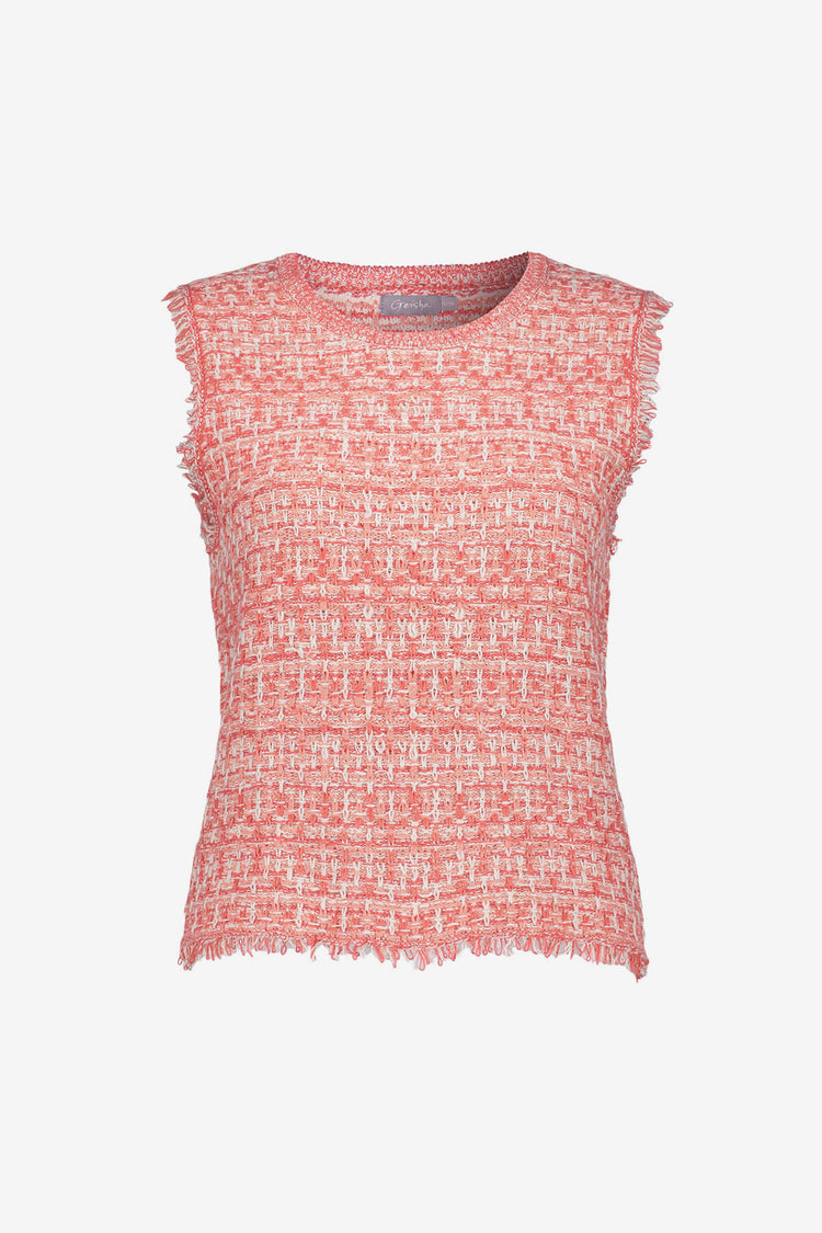 Geisha Fashion dames cropped mouwloze tweed top