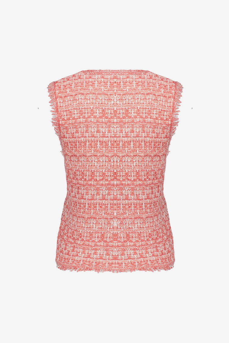 Geisha Fashion dames cropped mouwloze tweed top
