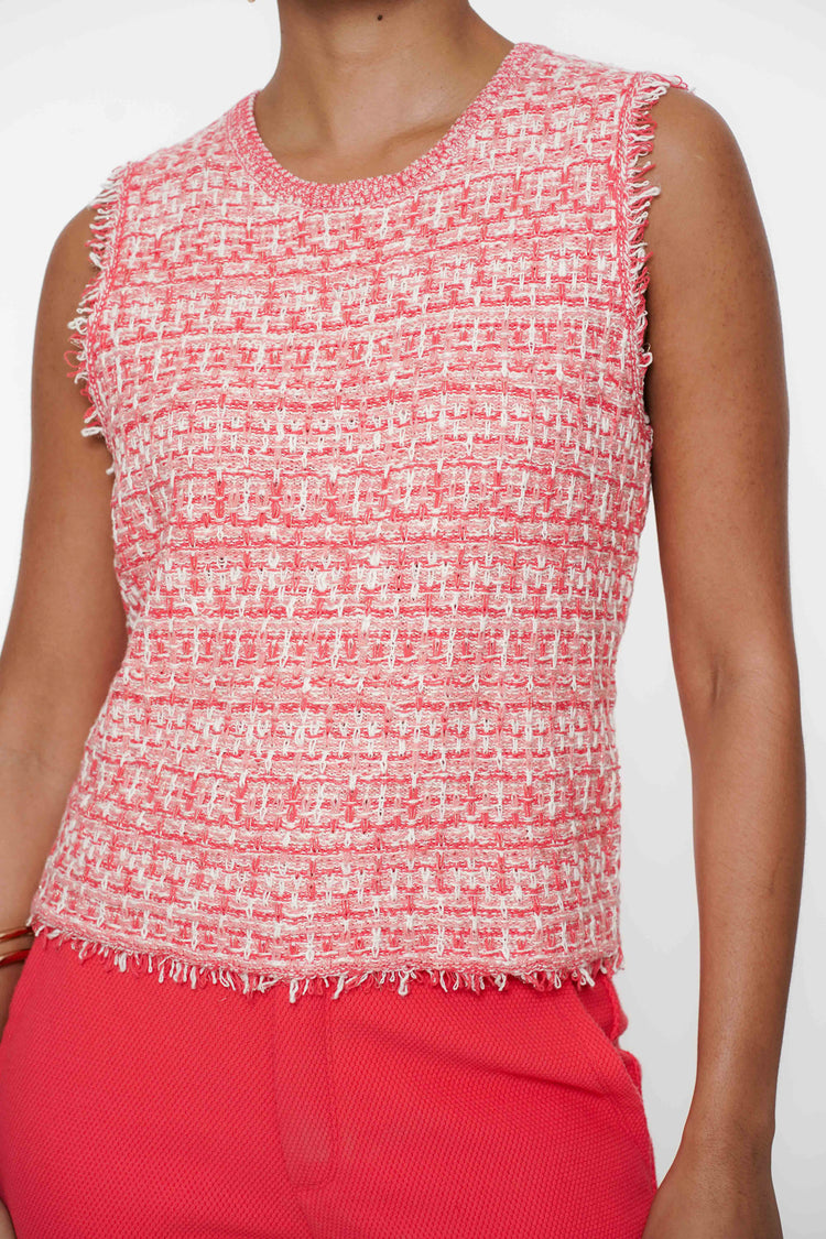 Geisha Fashion dames cropped mouwloze tweed top