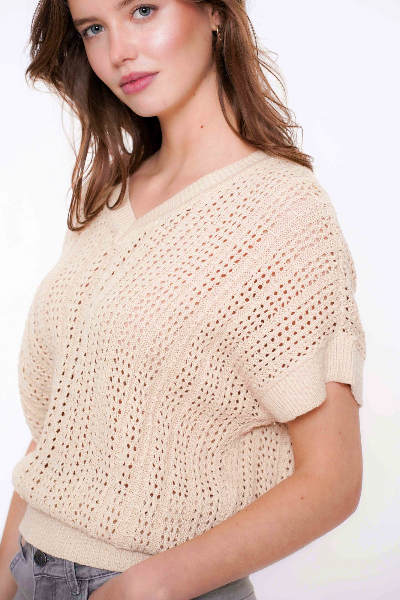 Geisha Fashion dames gebreide spencer met lurex