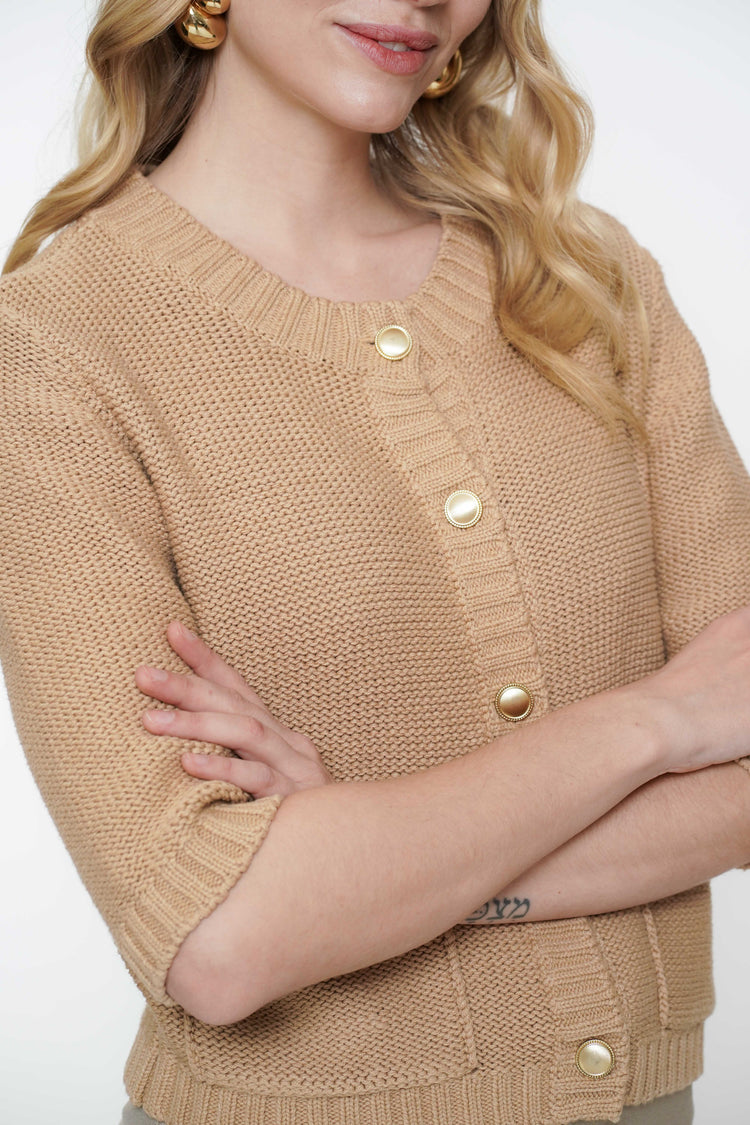 Geisha Fashion dames boxy cardigan met gouden knopen