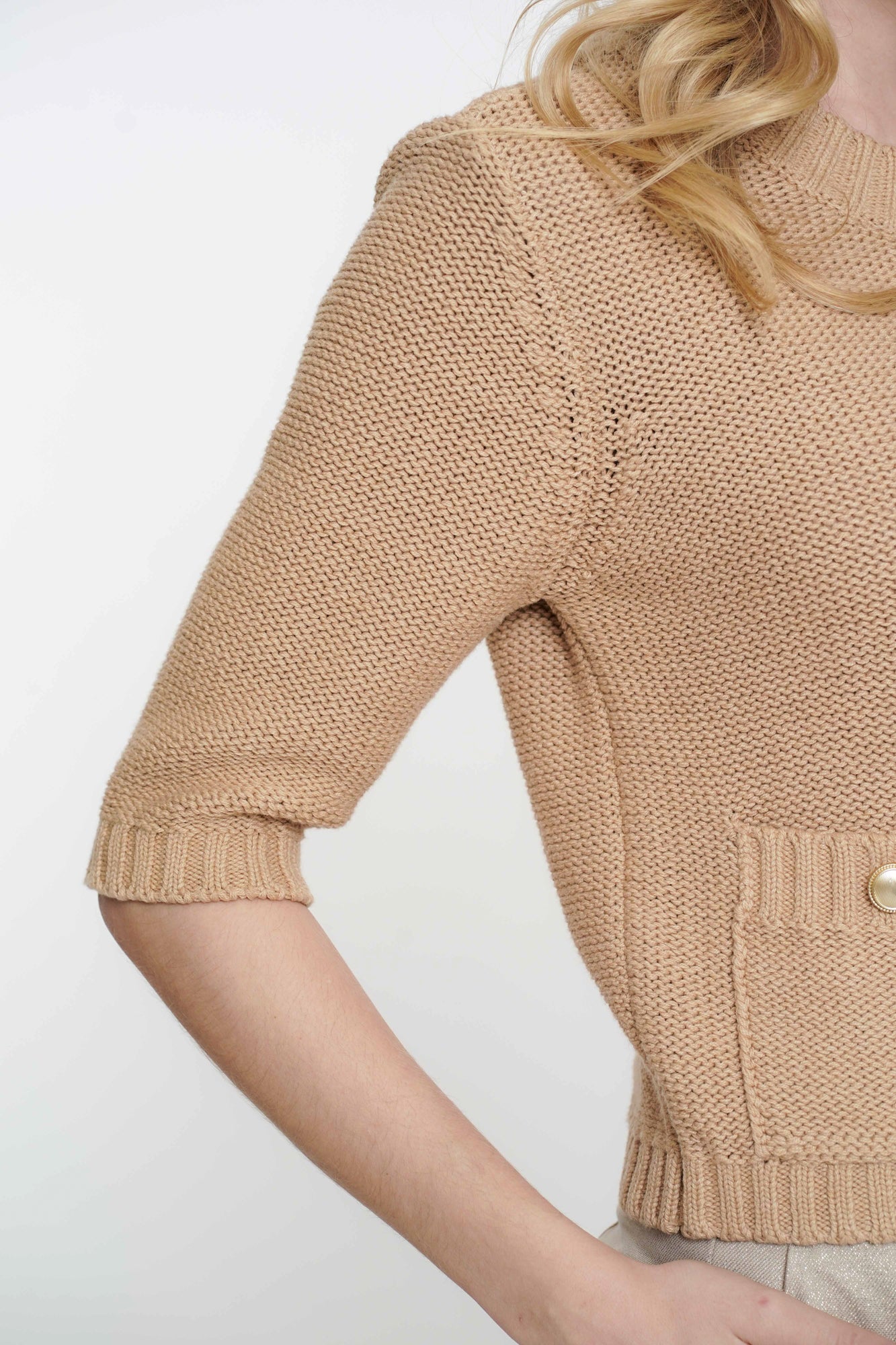 Geisha Fashion dames boxy cardigan met gouden knopen