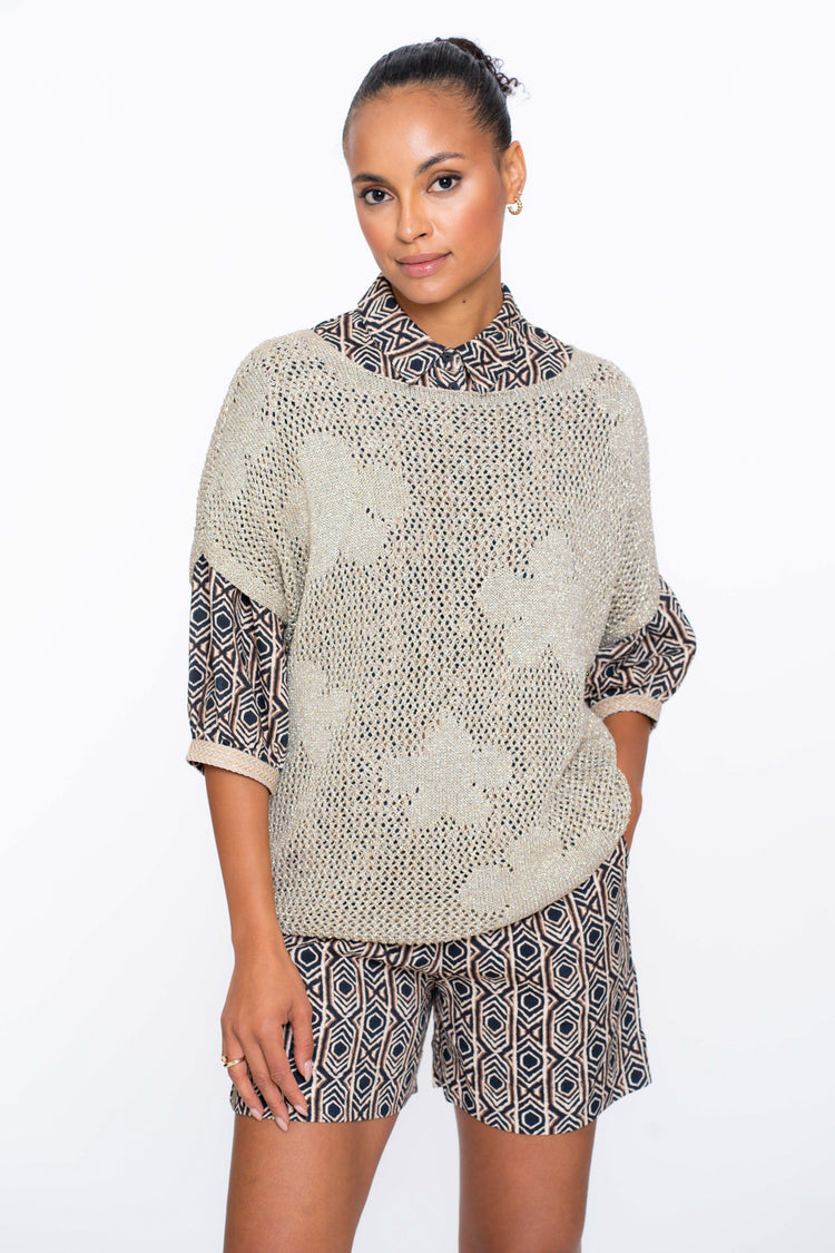 Geisha Fashion dames gehaakte trui met bloemenpatroon