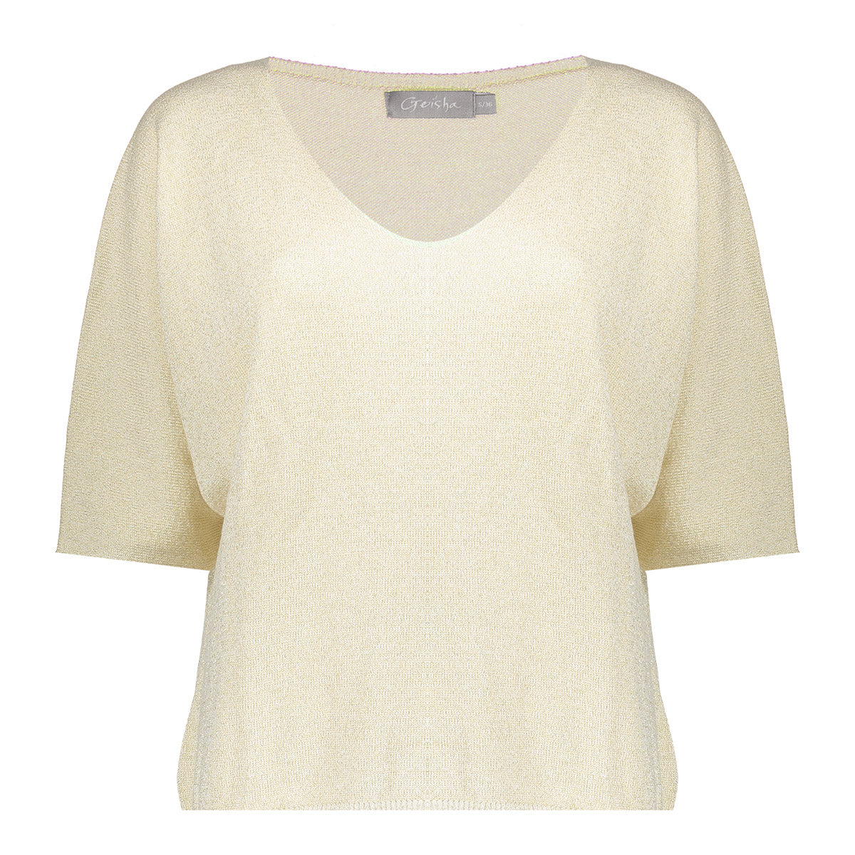 Geisha dames V-hals pullover met 3/4 mouwen en lurex
