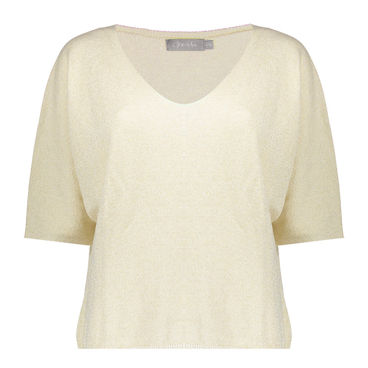 Geisha dames V-hals pullover met 3/4 mouwen en lurex
