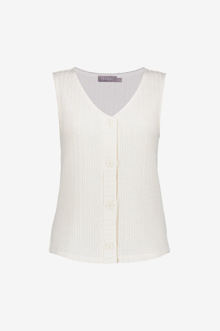 Geisha Fashion dames gebreide singlet met knoopjes