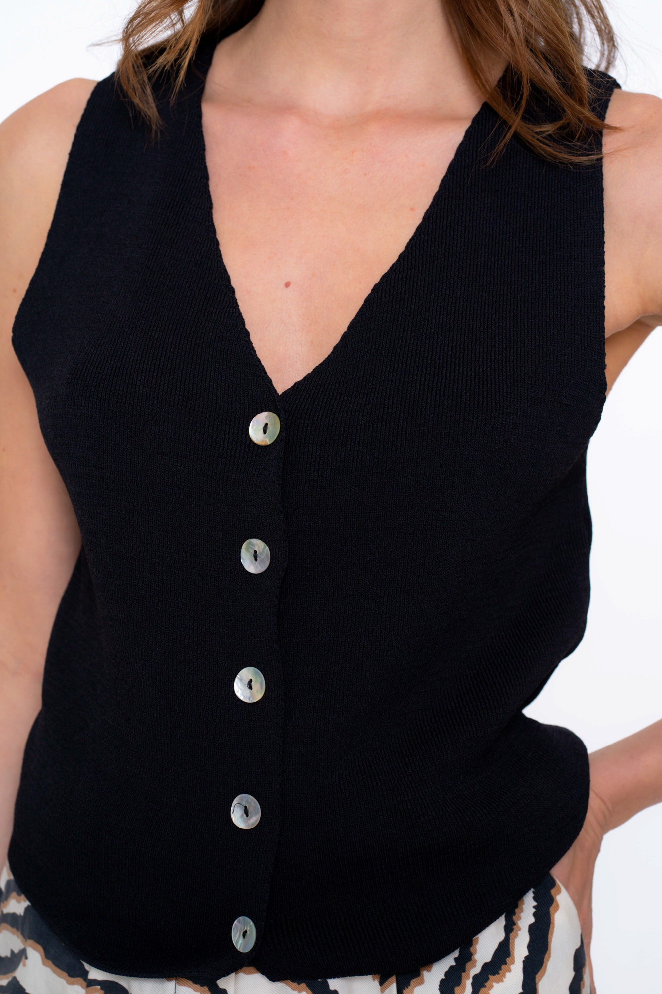 Geisha Fashion dames pullunder met knopen