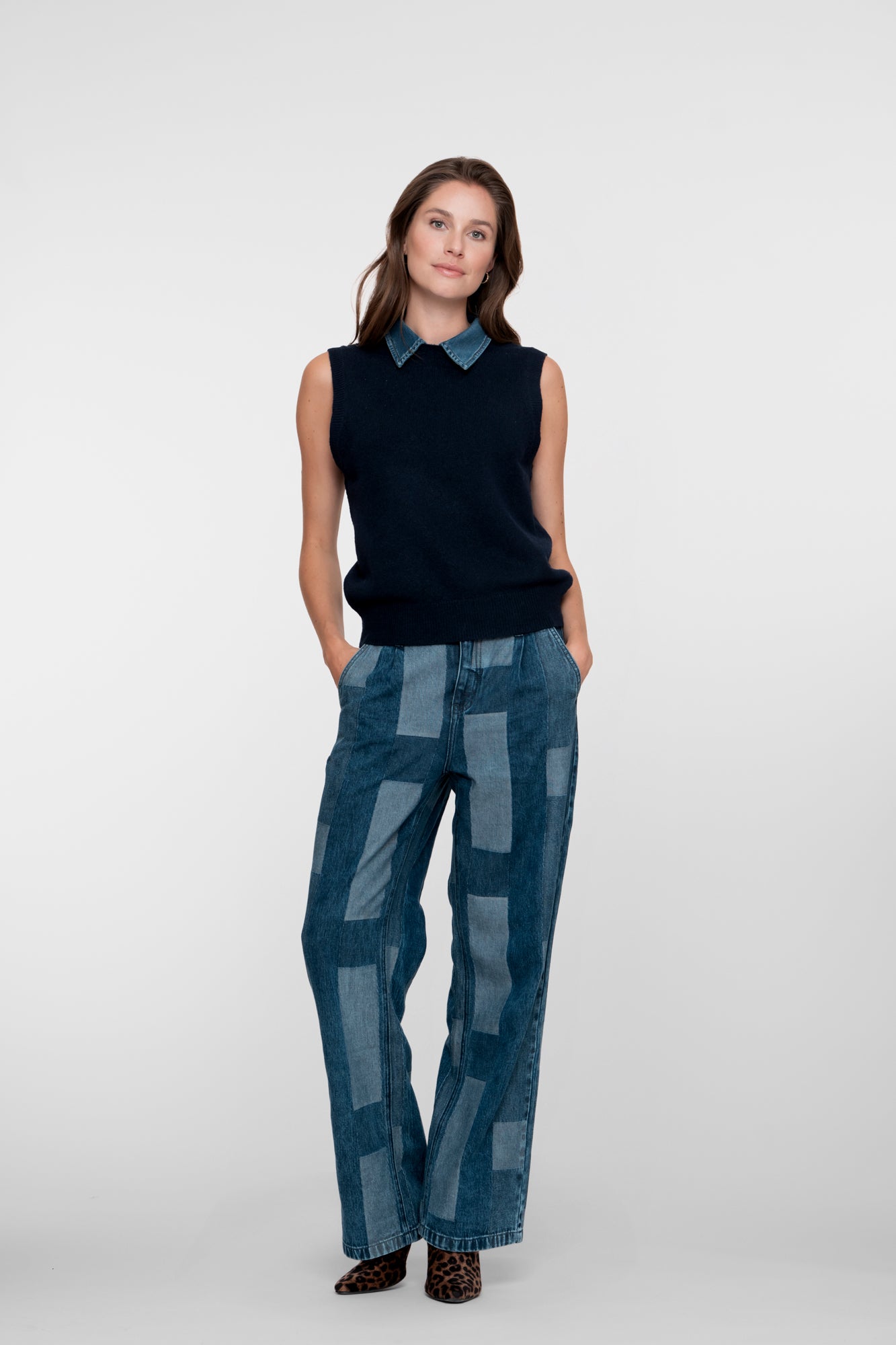 Geisha dames spencer denim collar