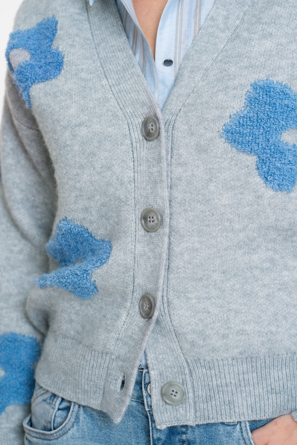 Geisha dames oversized vest met bloemenmotief