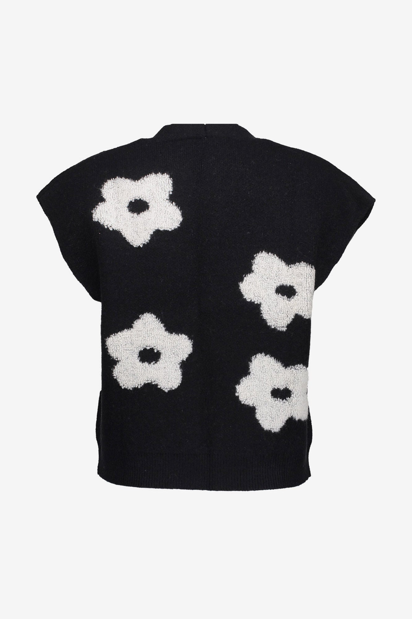 Geisha dames gebreid boxy vest met bloemmotief