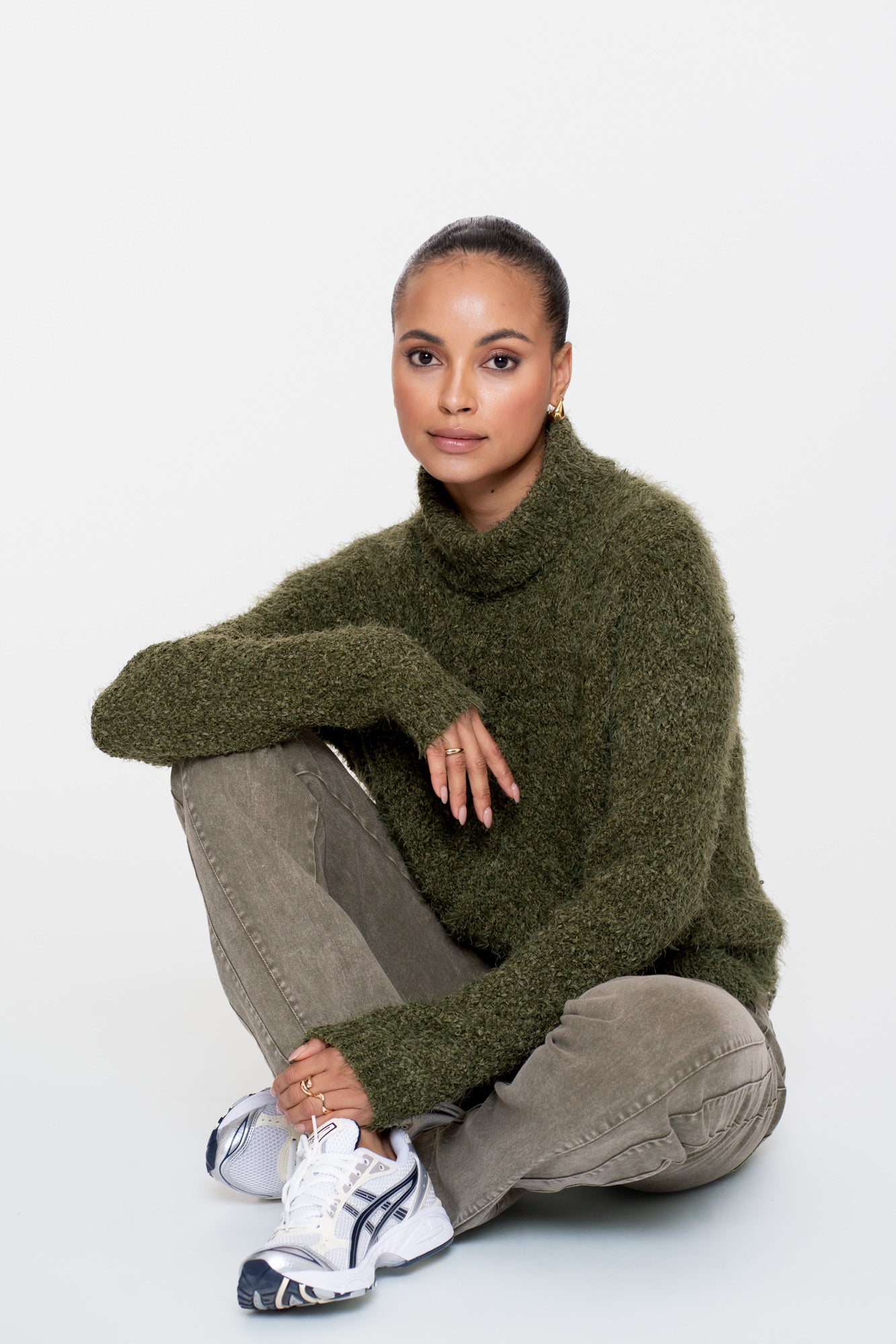 Geisha dames kabeltrui met turtleneck
