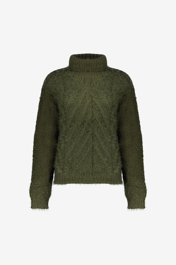 Geisha dames kabeltrui met turtleneck