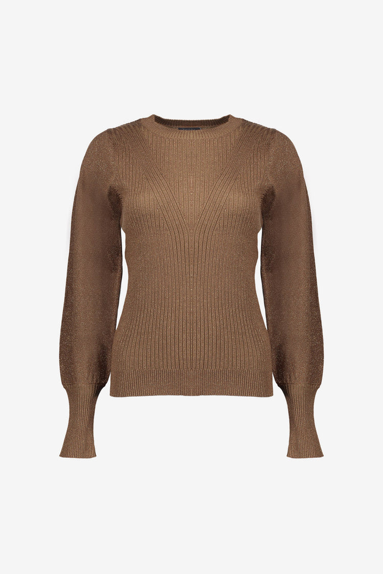 Geisha dames pullover met geplooide schouders en lurex