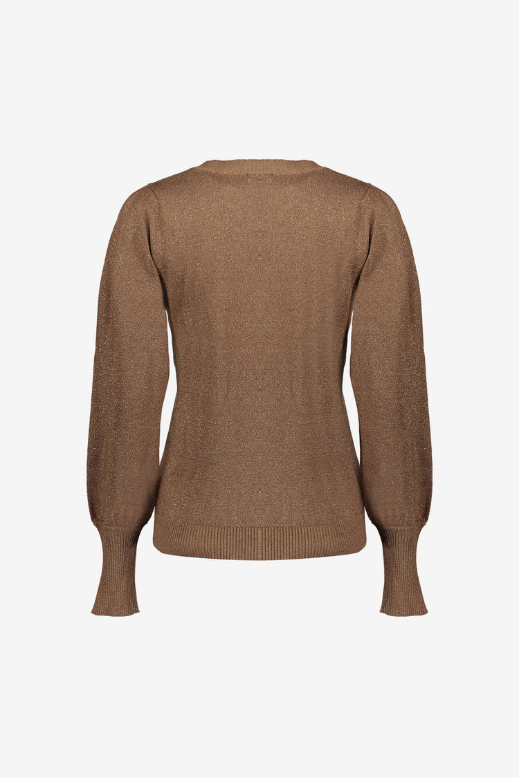 Geisha dames pullover met geplooide schouders en lurex
