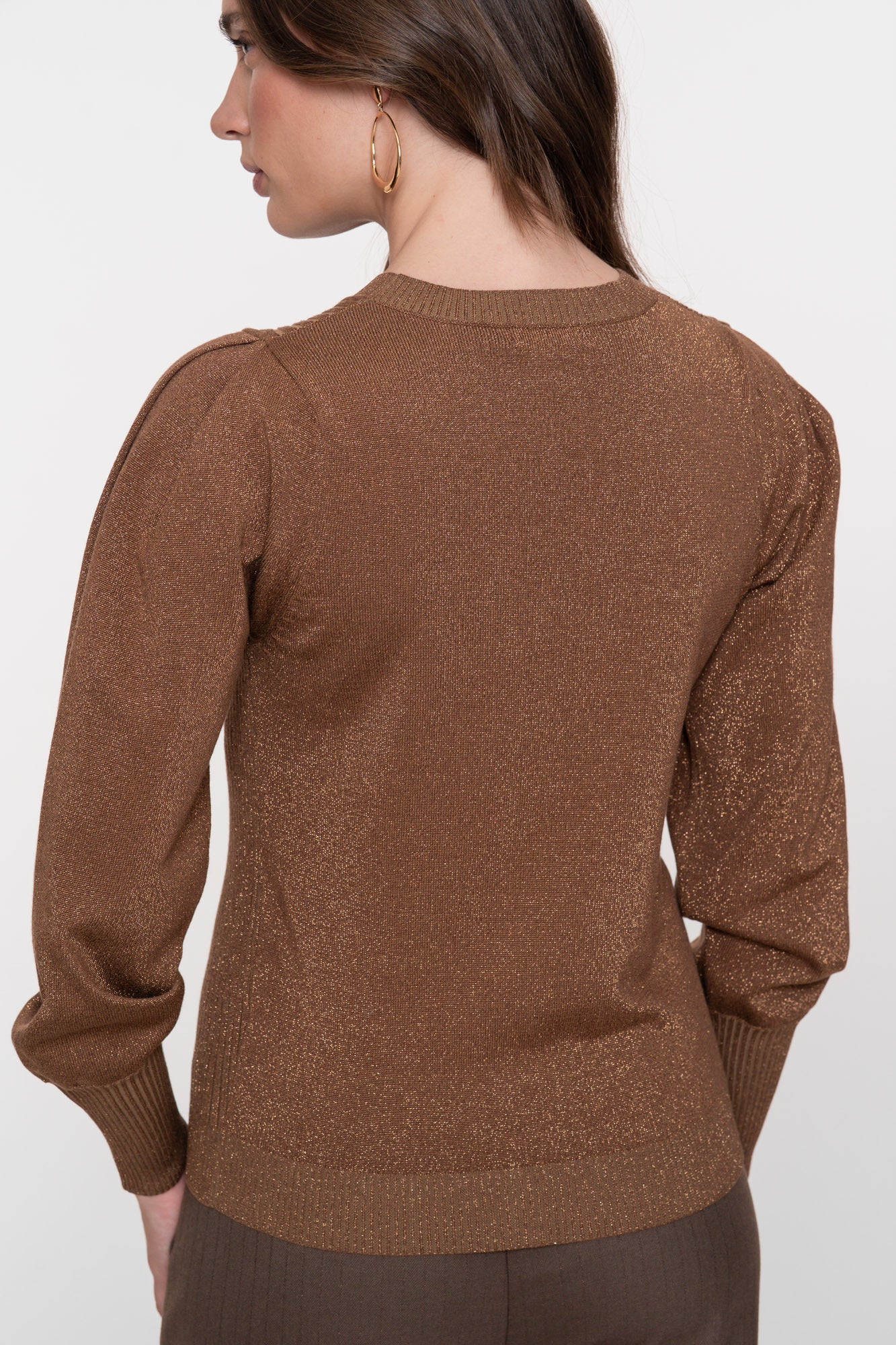 Geisha dames pullover met geplooide schouders en lurex