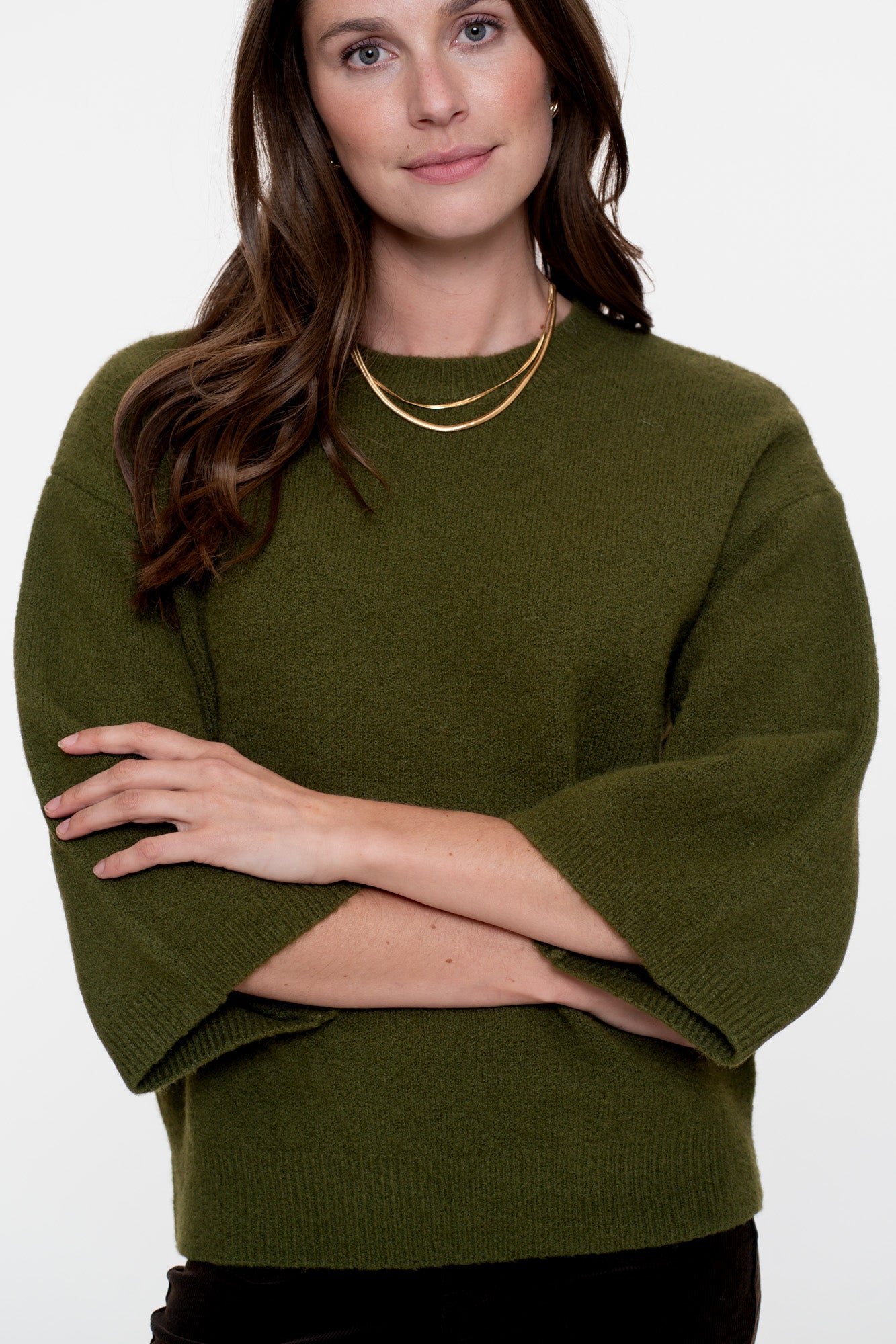 Geisha dames pullover met 3/4 wijde mouwen