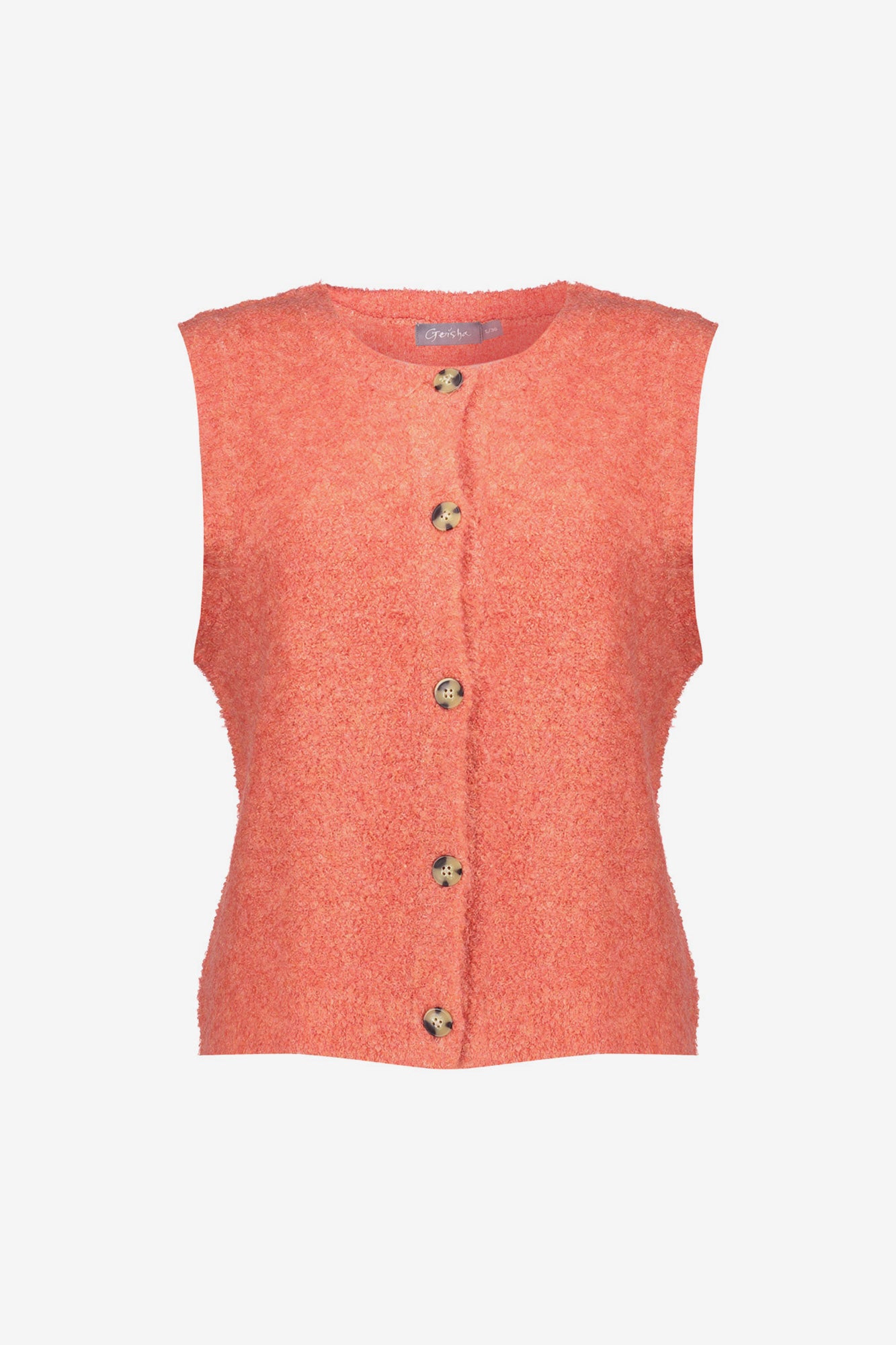 Geisha dames boucle gilet met opvallende knopen