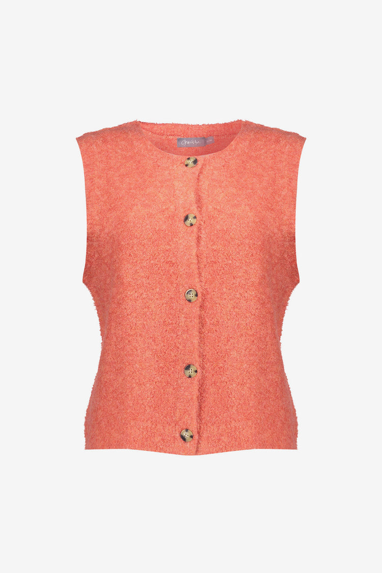 Geisha dames boucle gilet met opvallende knopen
