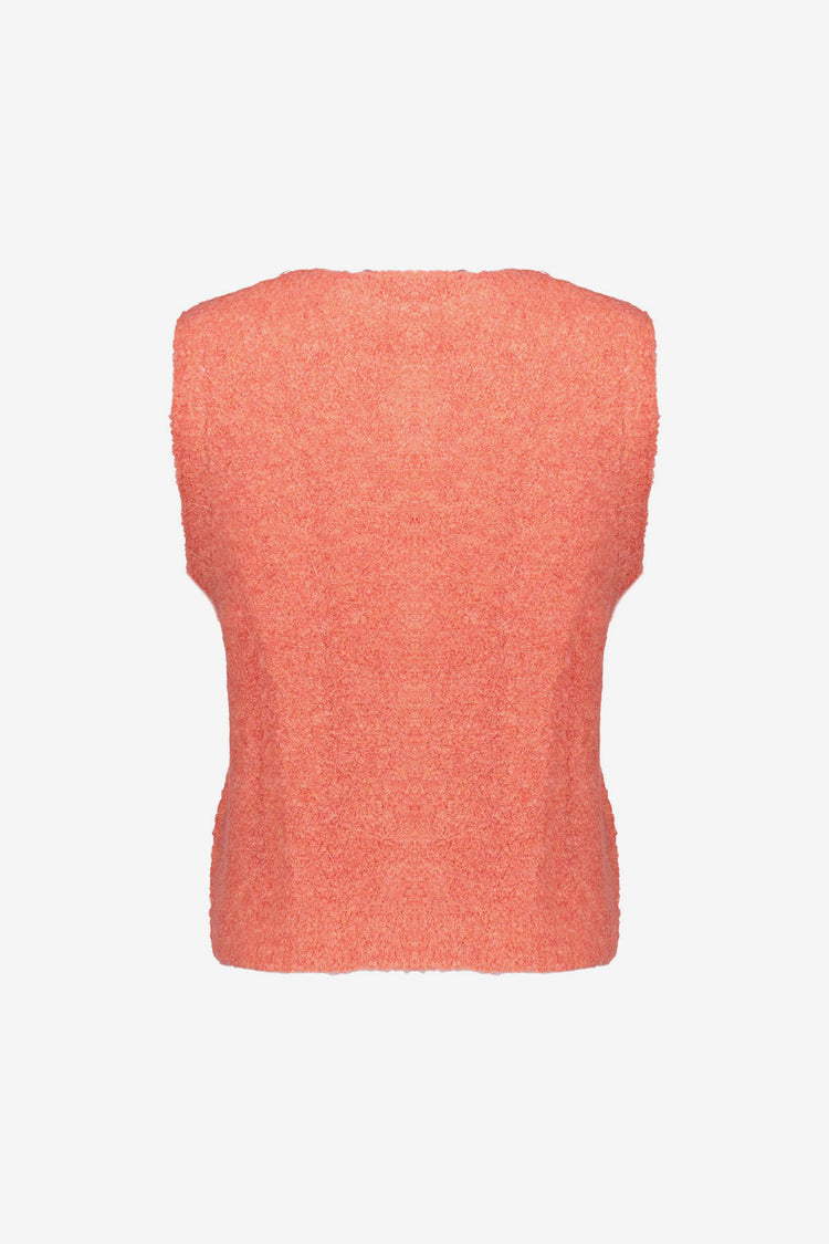 Geisha dames boucle gilet met opvallende knopen