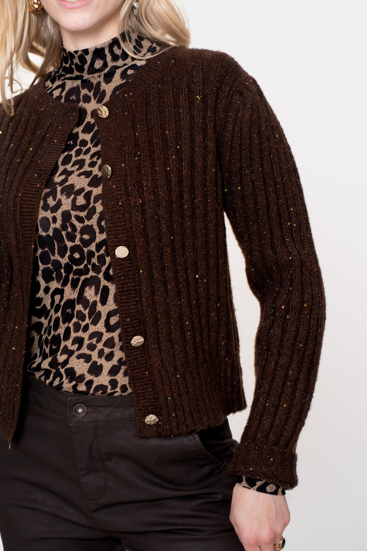 Geisha dames vest met lurex en knopen