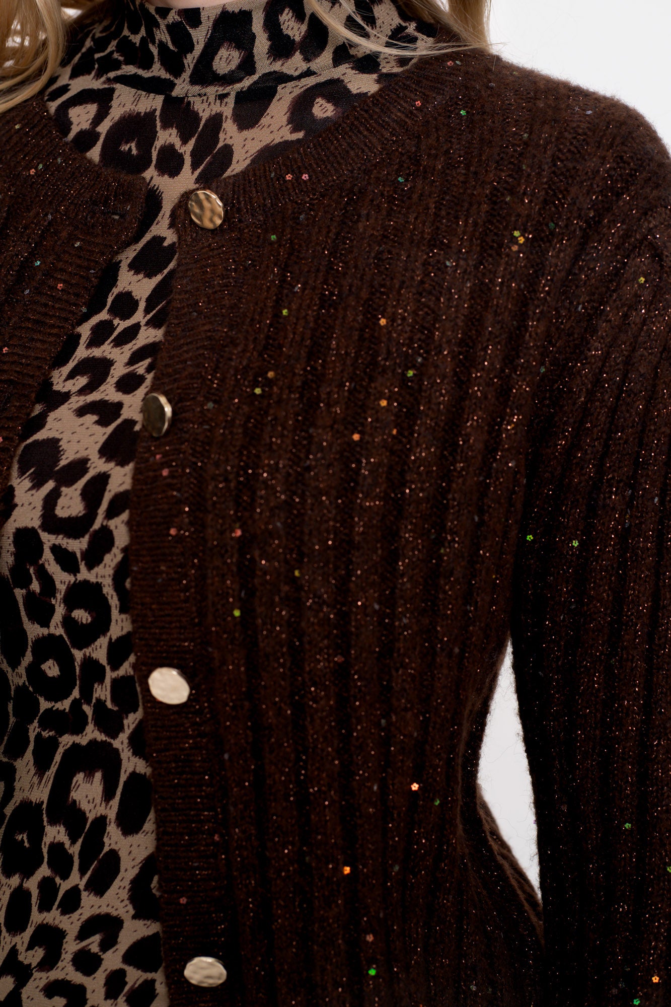 Geisha dames vest met lurex en knopen