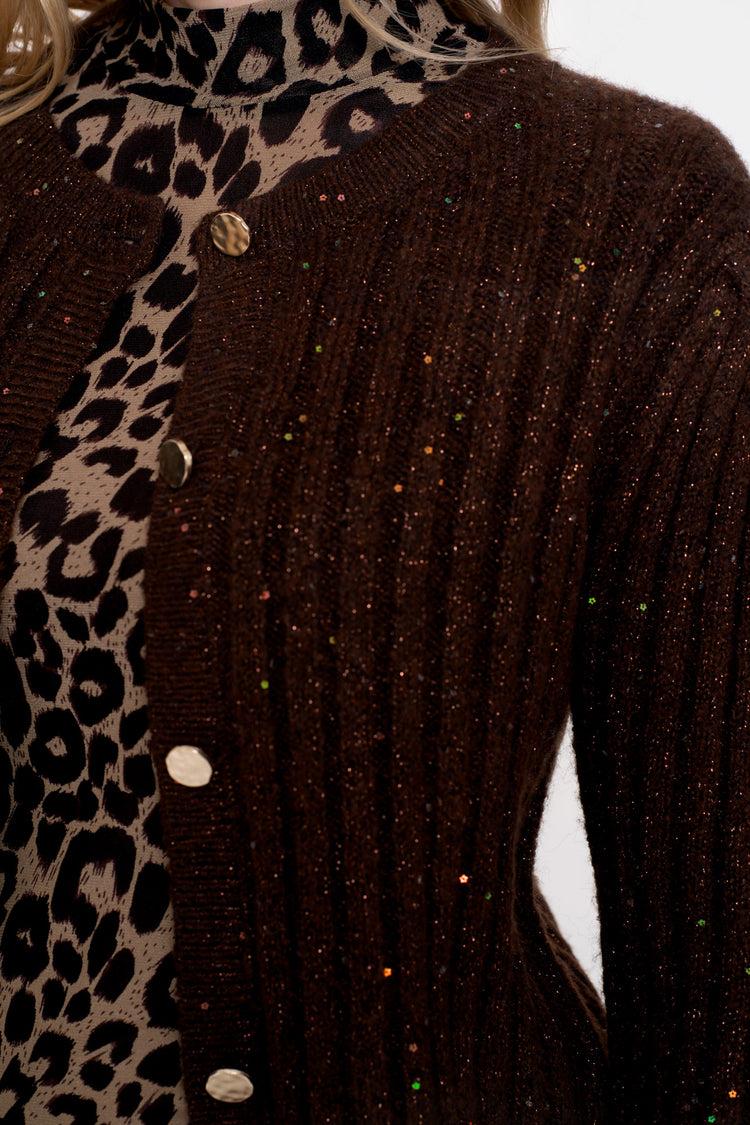 Geisha dames vest met lurex en knopen