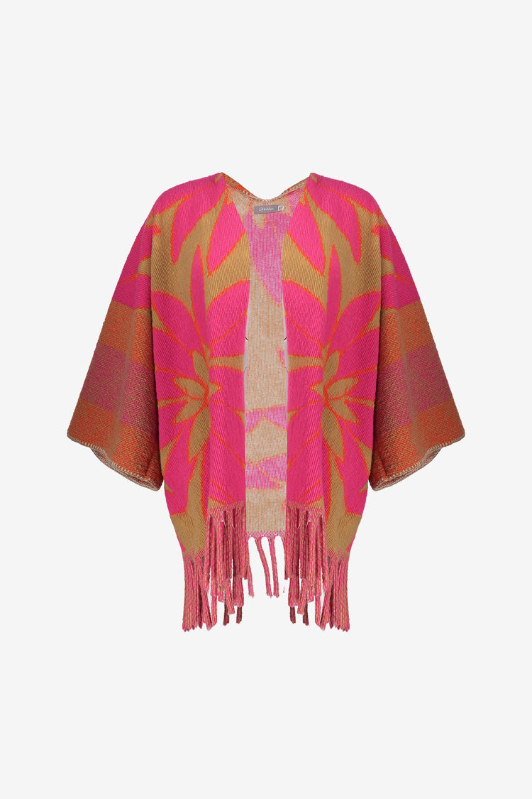 Geisha dames kleurrijke poncho met franjes
