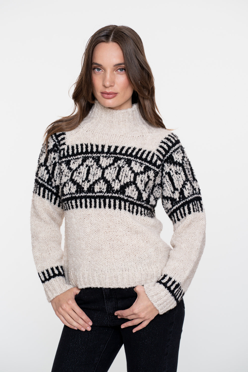 Geisha dames gebreide trui met nordic print