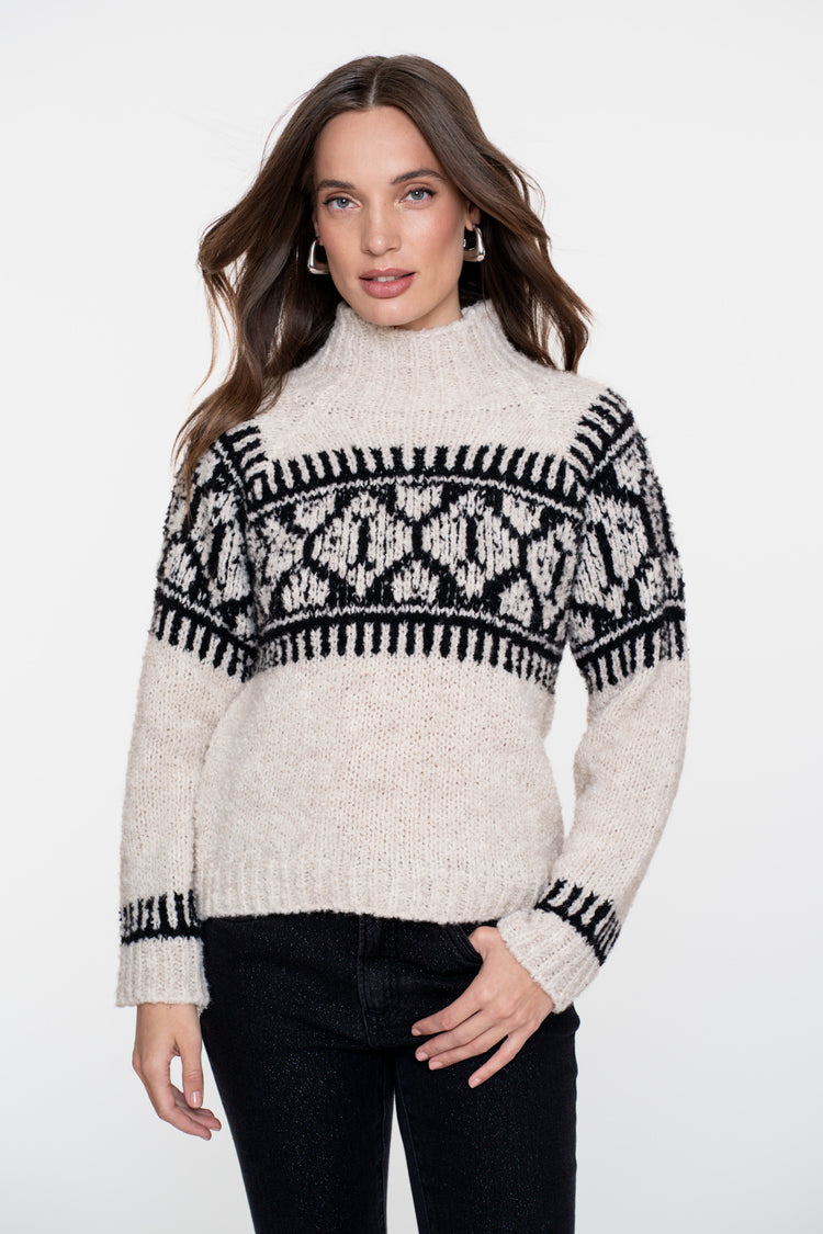 Geisha dames gebreide trui met nordic print