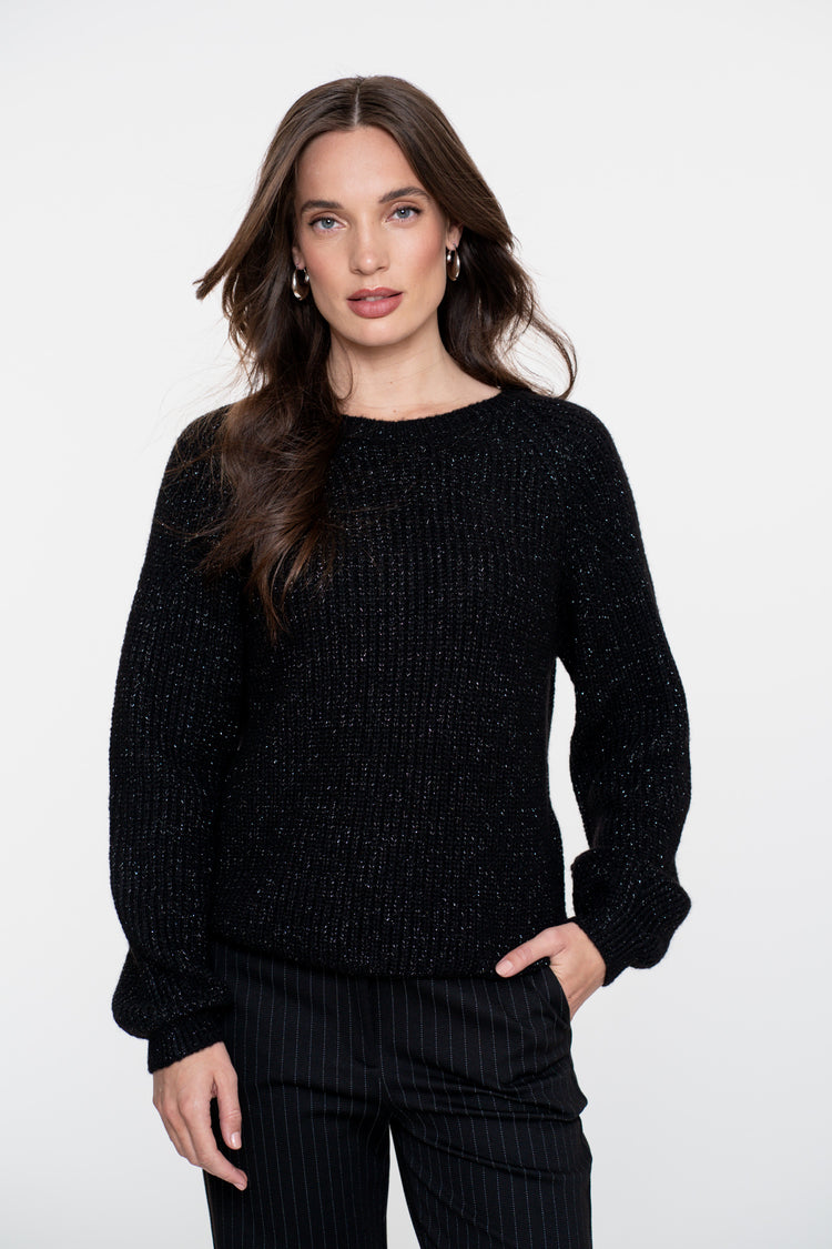 Geisha dames trui met bow-tie en lurex