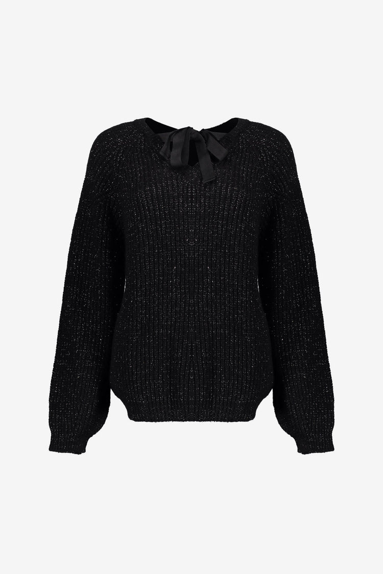 Geisha dames trui met bow-tie en lurex