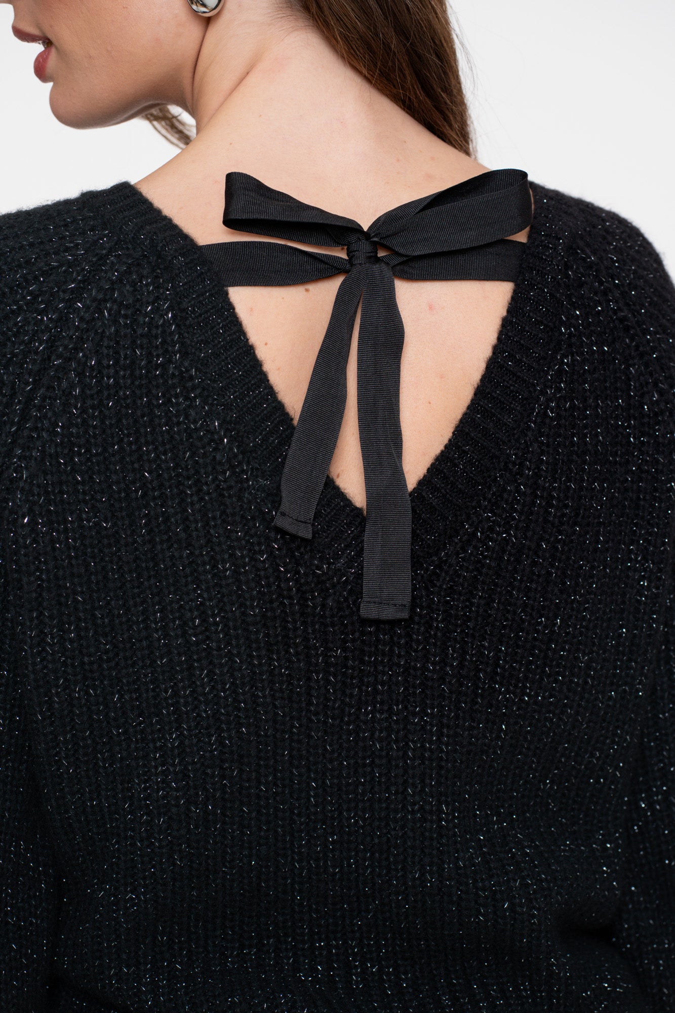 Geisha dames trui met bow-tie en lurex
