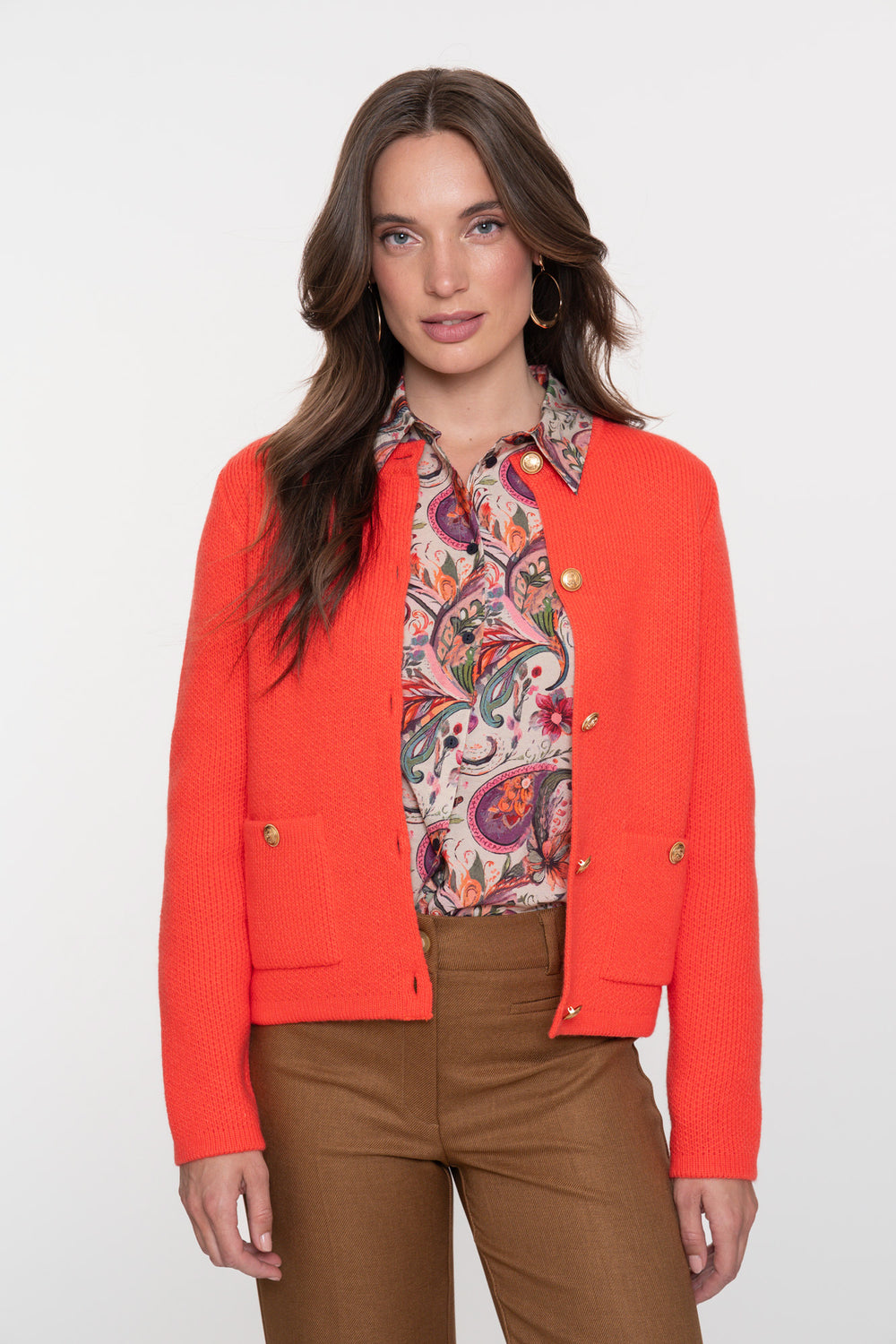 Geisha dames knit jasje met gouden knopen