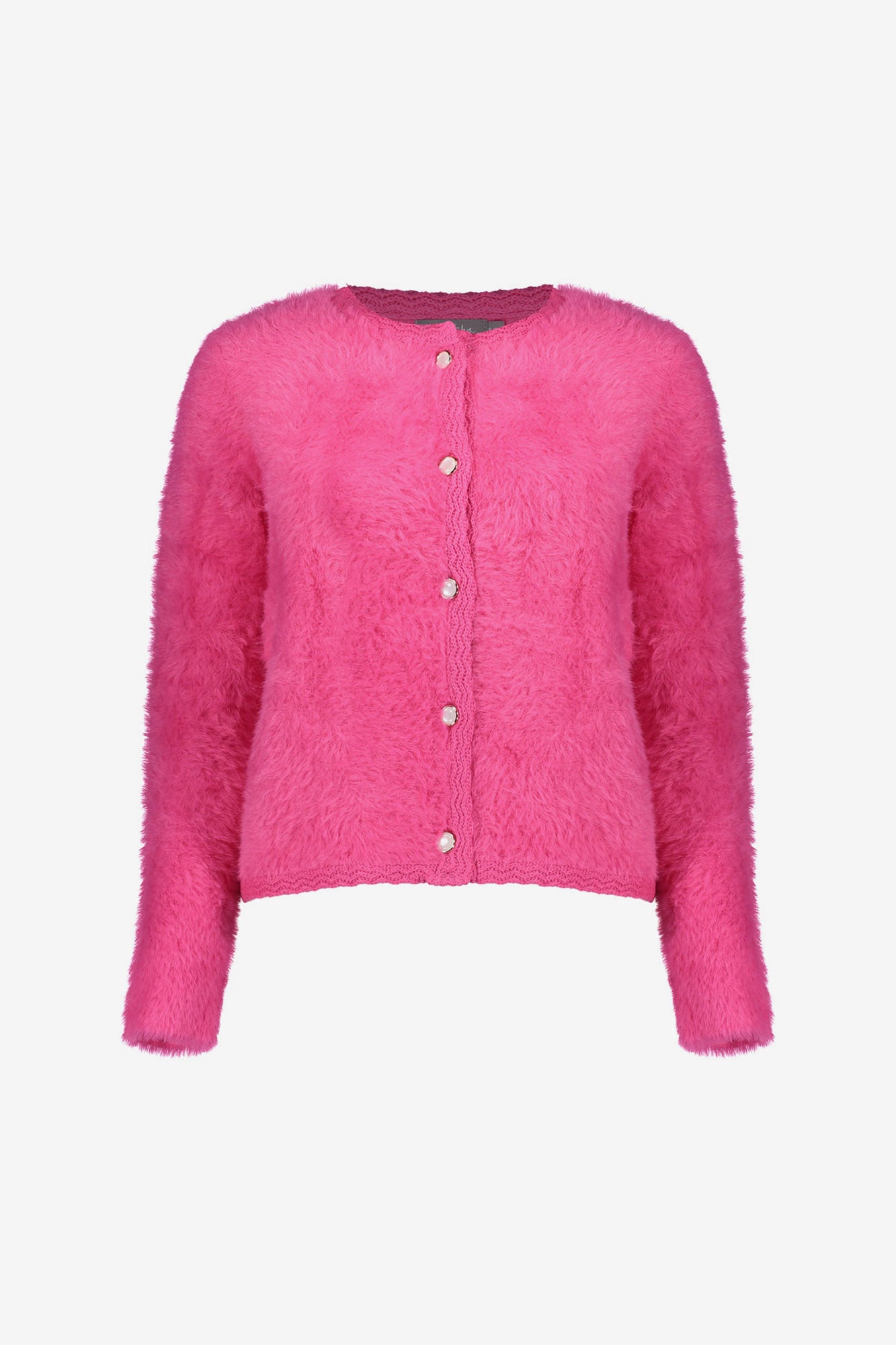 Geisha dames fluffy vest met gehaakte details