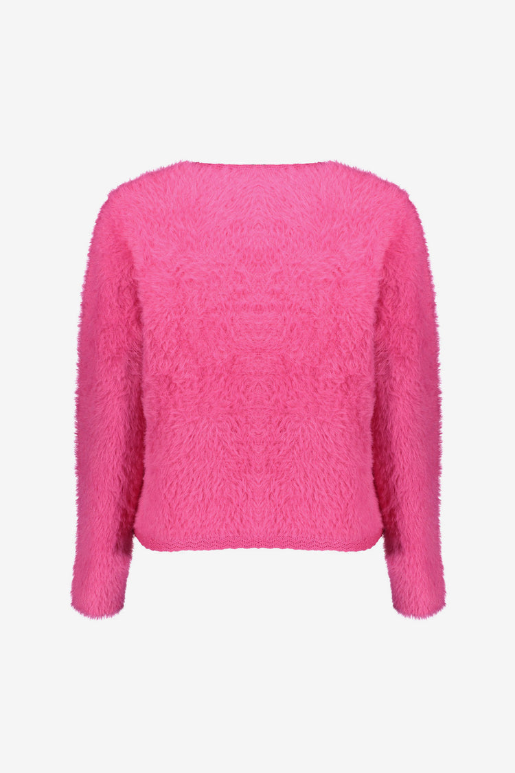 Geisha dames fluffy vest met gehaakte details