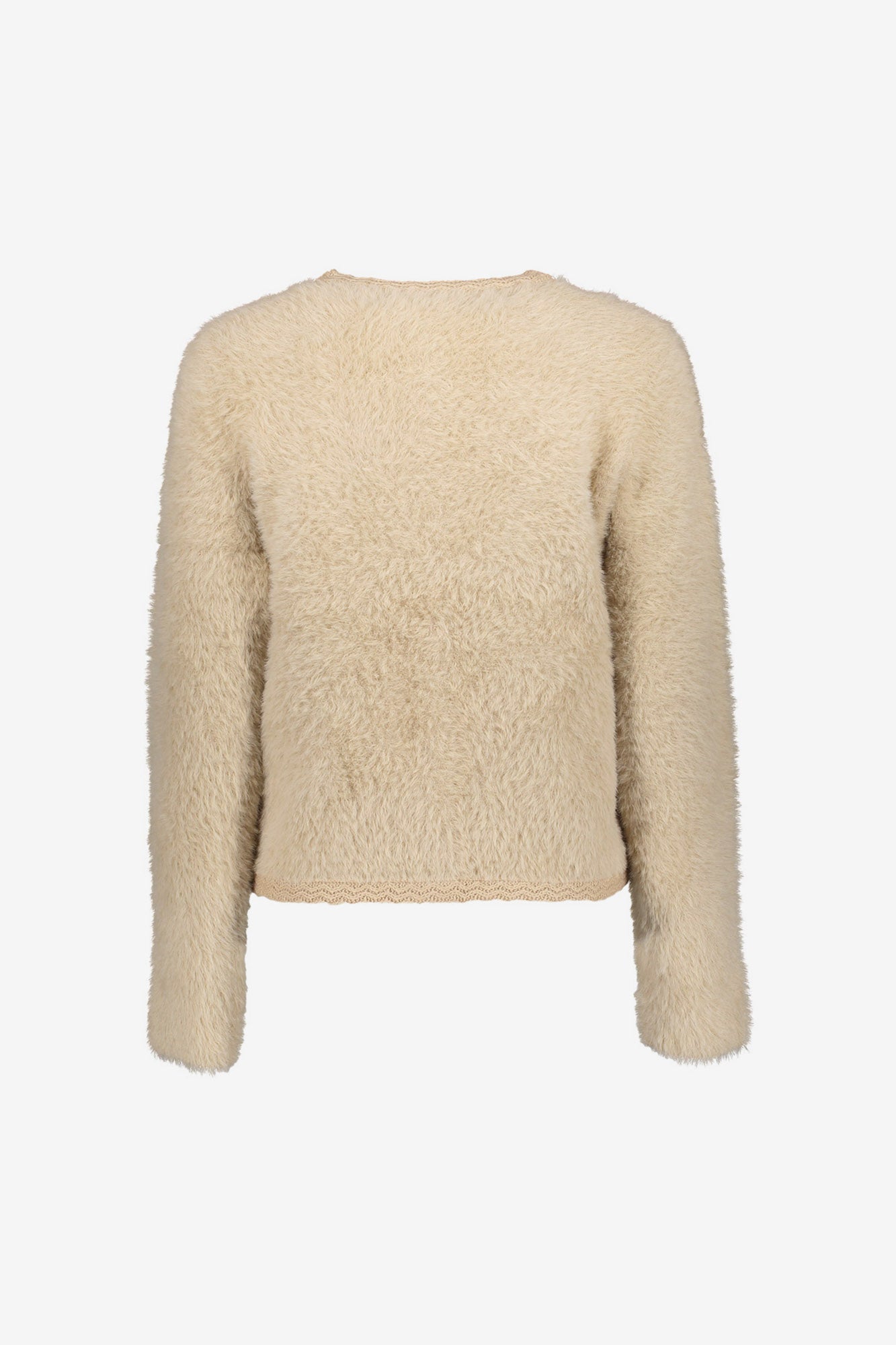 Geisha dames fluffy vest met gehaakte details
