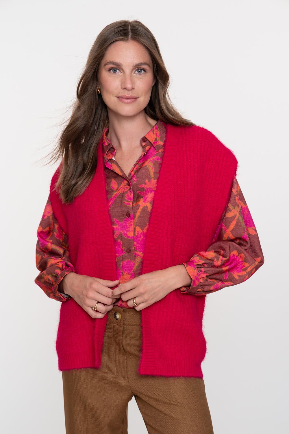Geisha dames openvallend gilet met zachte structuur