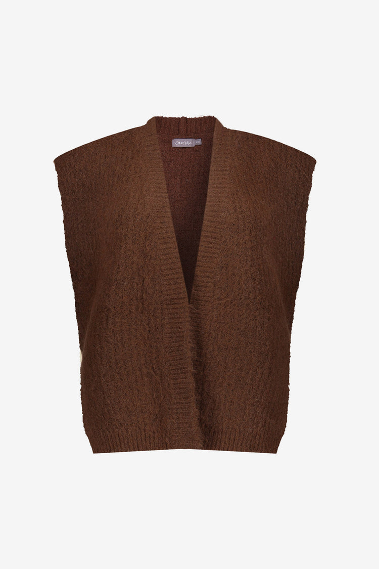 Geisha dames openvallend gebreid gilet met fluffy structuur