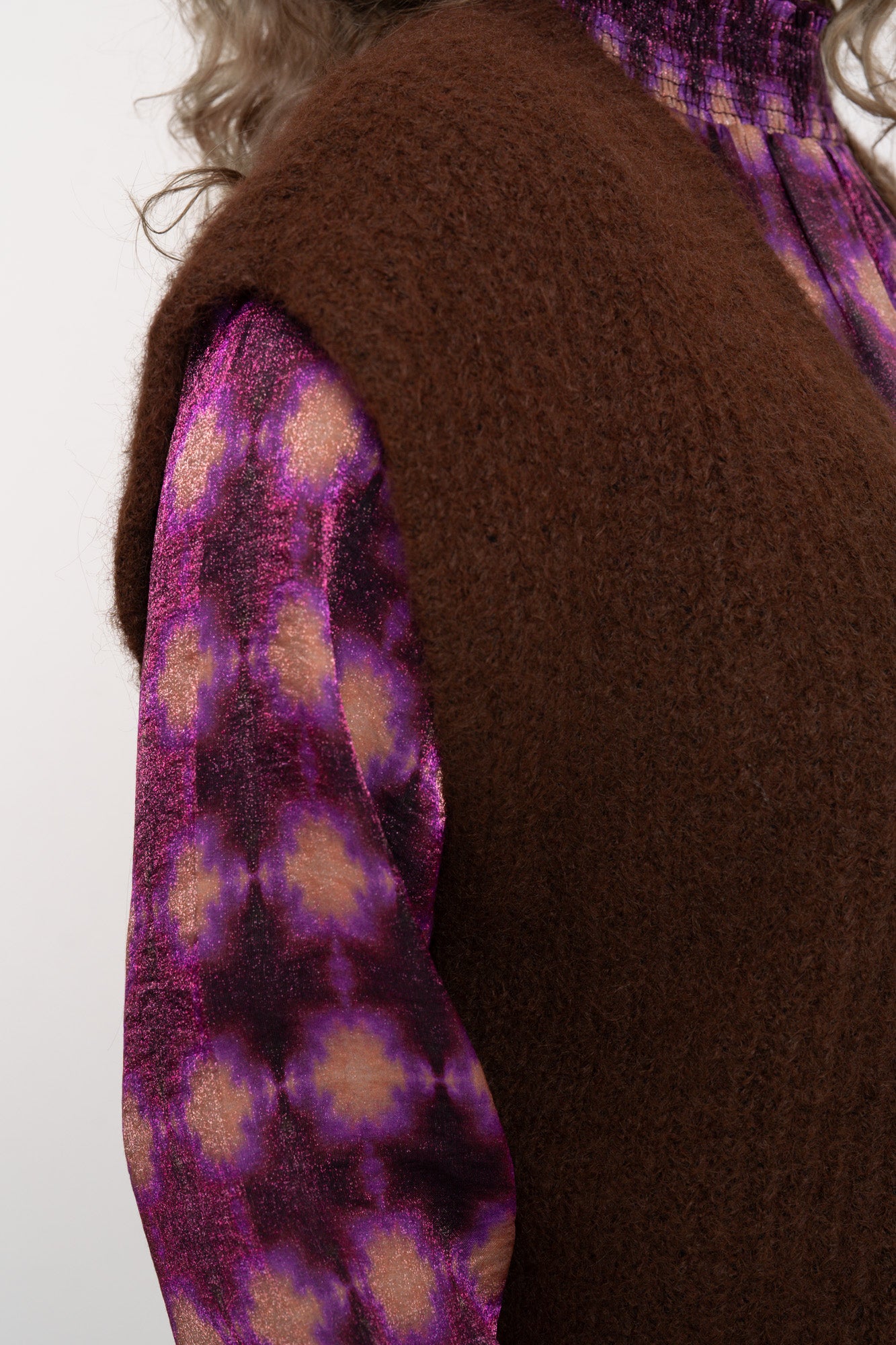 Geisha dames openvallend gebreid gilet met fluffy structuur