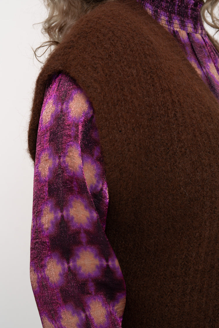 Geisha dames openvallend gebreid gilet met fluffy structuur