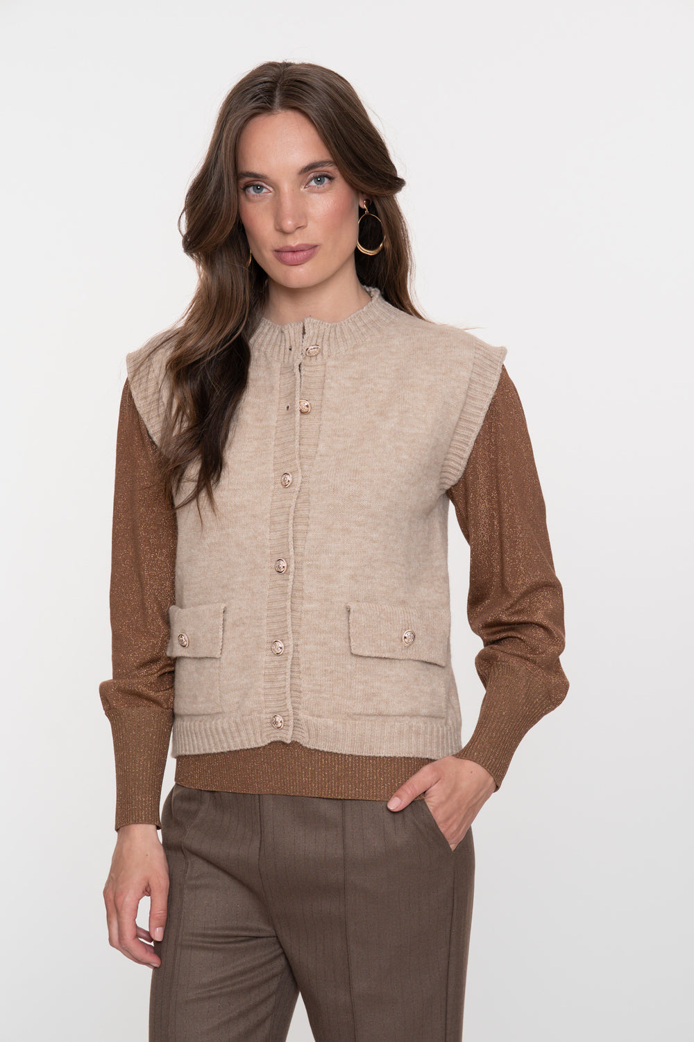 Geisha dames stijlvol knit gilet met utility details